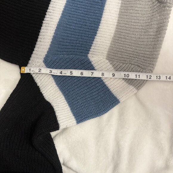 Colorblock Oversized Knit Crewneck Sweater Black, Blue, & Gray Womens 4XL Shein - Picture 9 of 11